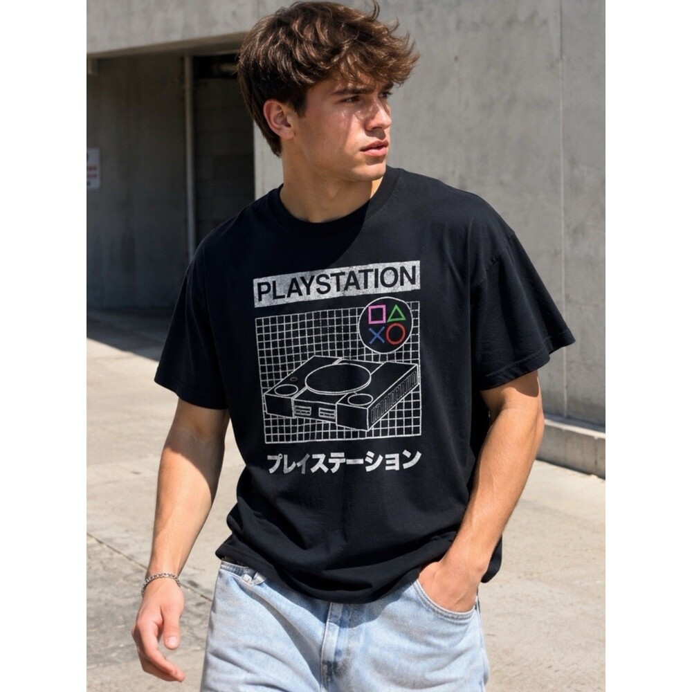 PlayStation Graphic T Shirt‎ Mens 4XL Black Retro Gaming Console Japanese Gamer